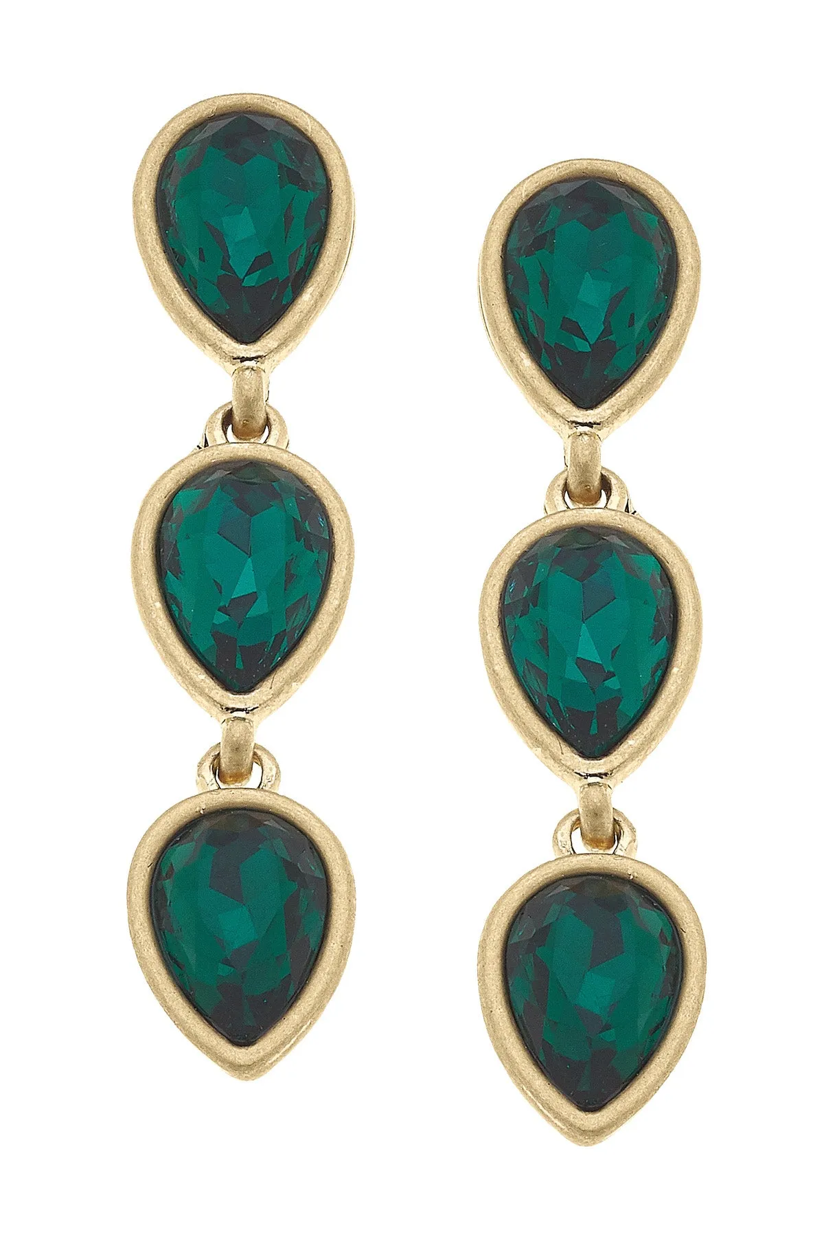 Jordan Rhinestone Teardrop Earrings in Emerald sold by Canvas Style