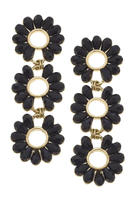 Francie Festive Glass Statement Earrings in Black - FINAL SALE sold by Canvas Style