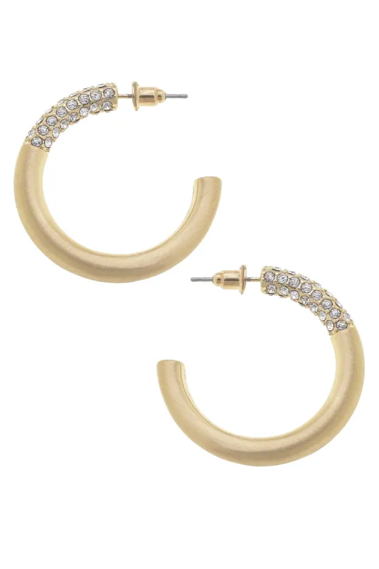 Adara Pave Hoop Earrings in Satin Gold sold by Canvas Style