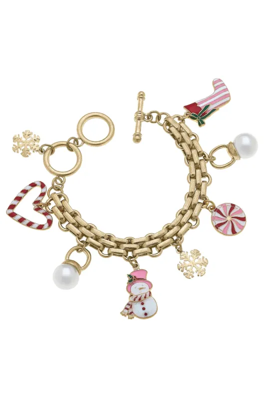 Candy Cane Forest Enamel Charm Bracelet made by Canvas Style