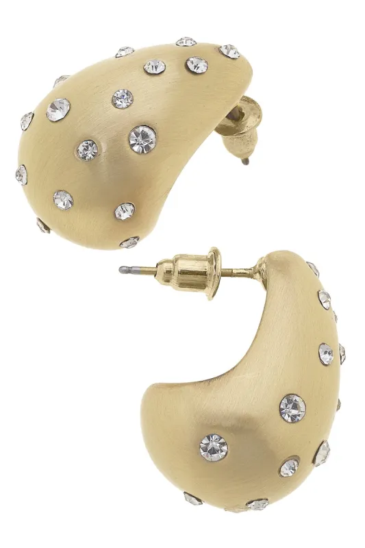 Adara Pave Sculpted Hoop Earrings in Satin Gold sold by Canvas Style