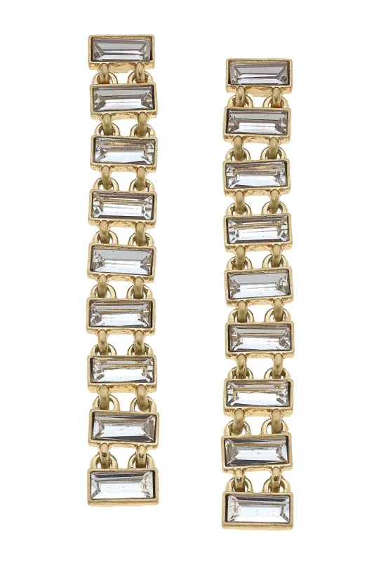 Katherine Rhinestone Baguette Statement Earrings in Clear sold by Canvas Style