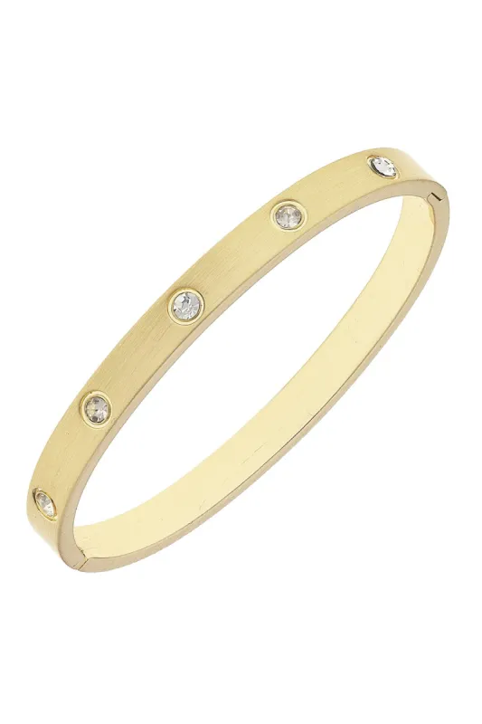 Lorraine Rhinestone Hinge Bangle in Satin Gold made by Canvas Style