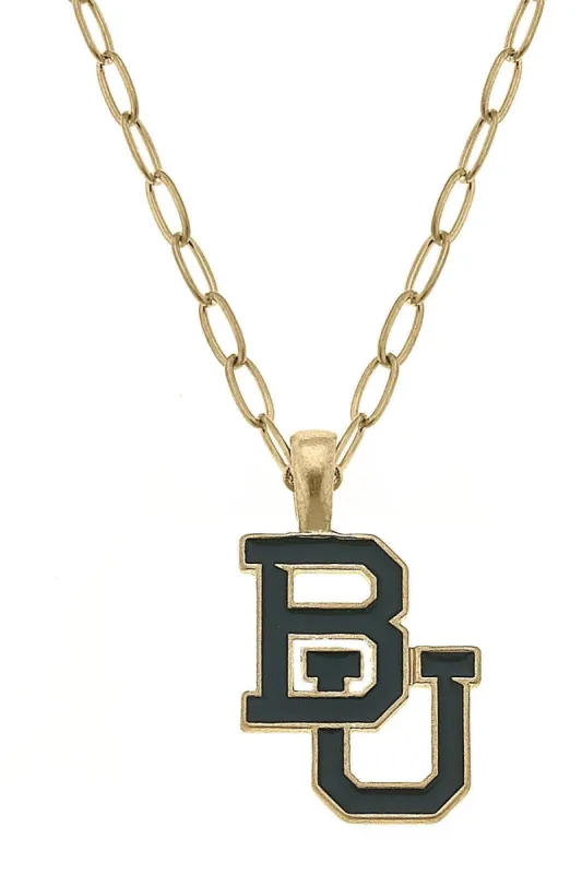 Baylor Bears Enamel Pendant Necklace in Green/Gold - FINAL SALE sold by Canvas Style
