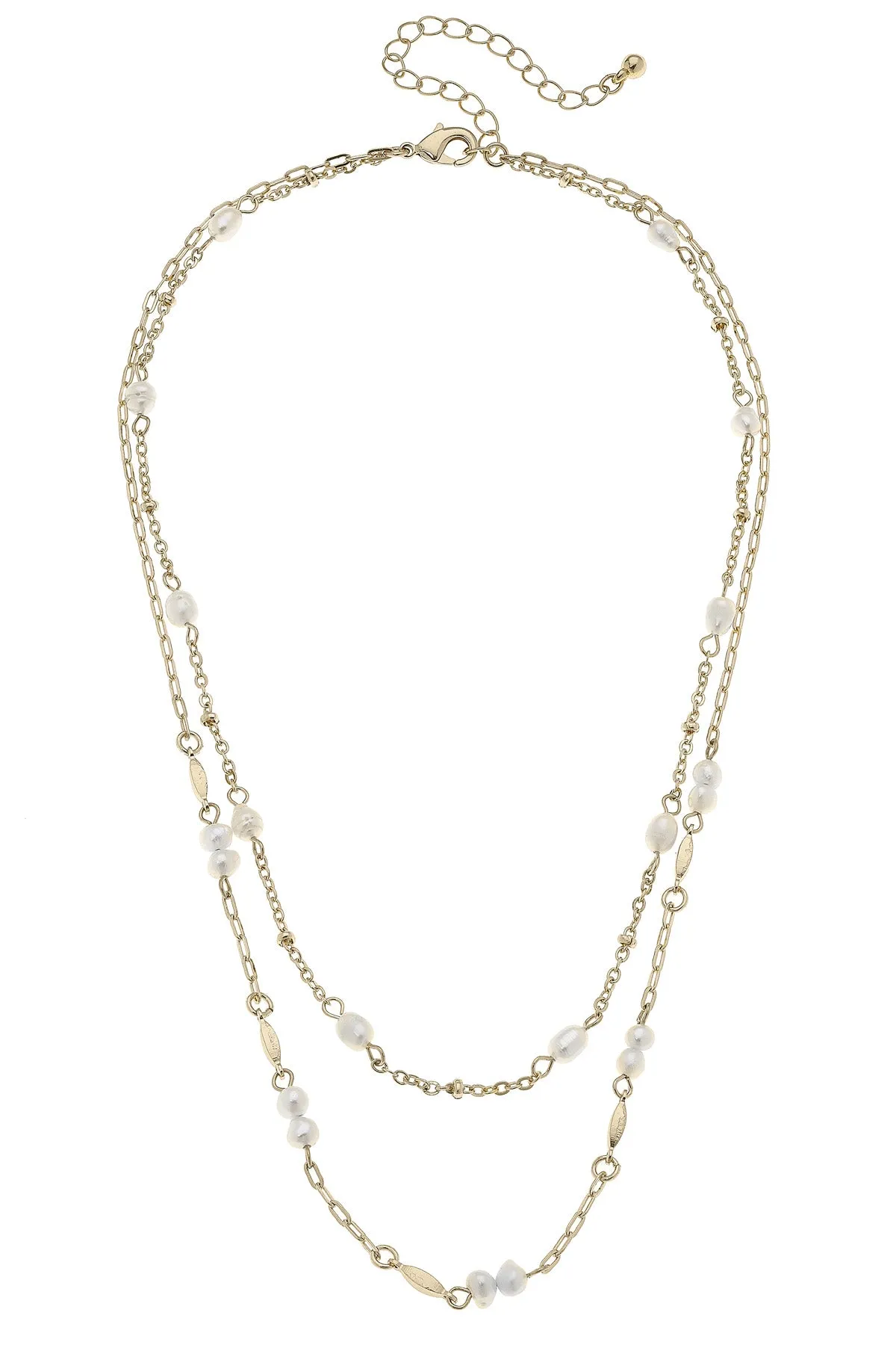 Ashton Freshwater Pearl Layered Necklace in Ivory sold by Canvas Style
