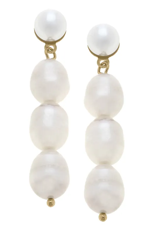 Alessandra Baroque Pearl Drop Earrings in Ivory made by Canvas Style