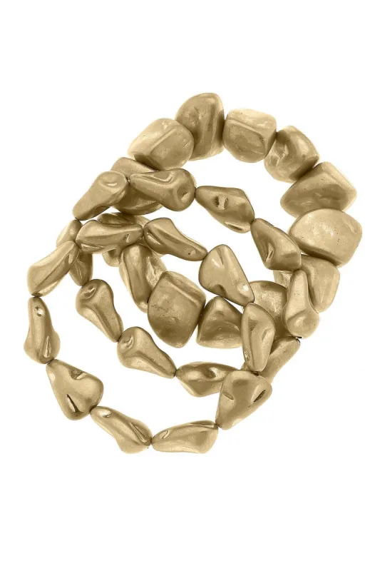 Lagos Molten Stretch Bracelet Set in Worn Gold sold by Canvas Style
