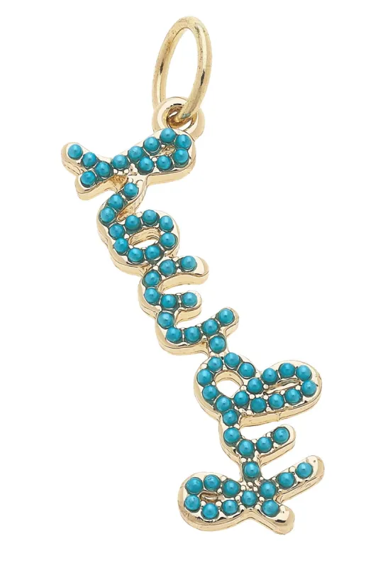 "Howdy" Turquoise-Studded Script Charm sold by Canvas Style