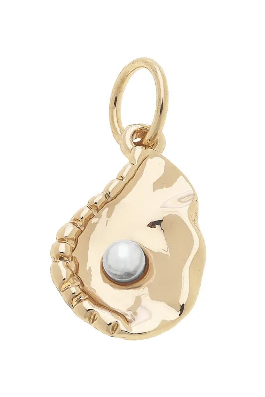 Oyster with Pearl Charm in Shiny Gold sold by Canvas Style