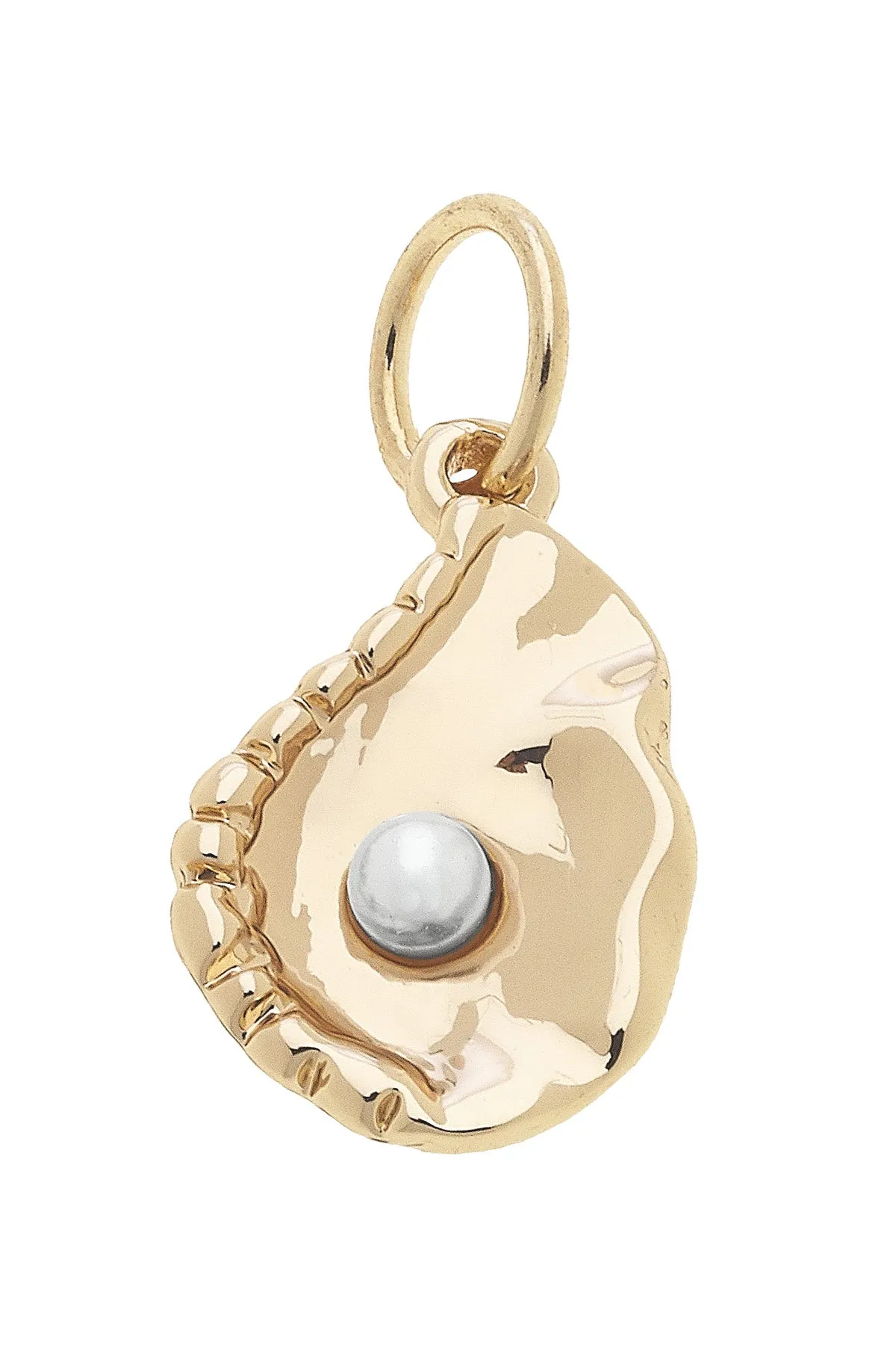 Oyster with Pearl Charm in Shiny Gold sold by Canvas Style