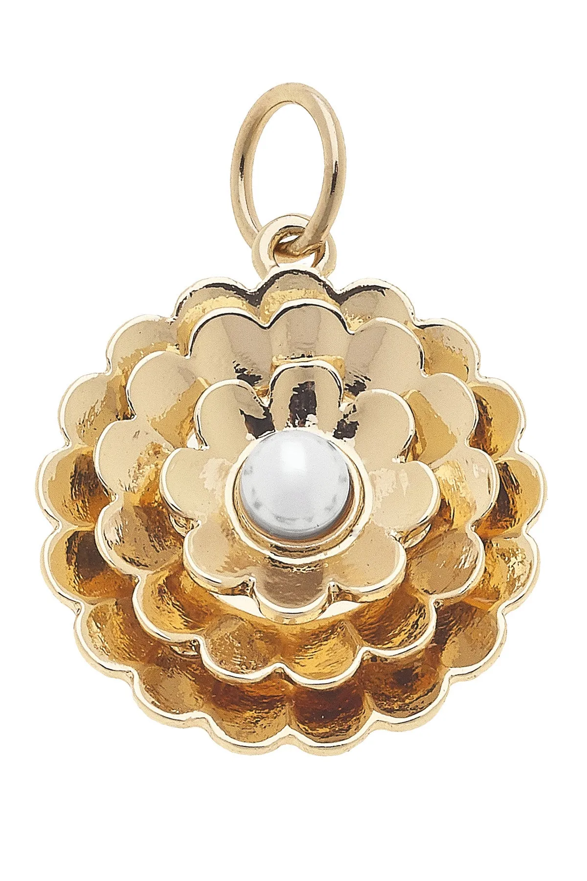 Zinnia Flower Charm in Shiny Gold sold by Canvas Style