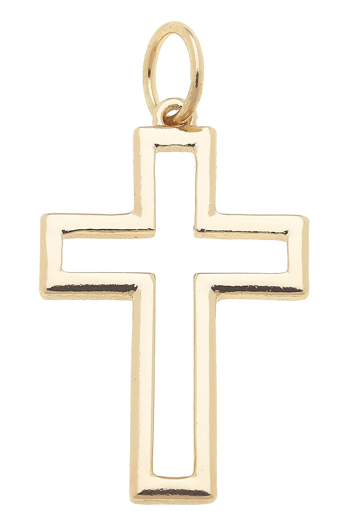 Open Cross Charm in Shiny Gold sold by Canvas Style