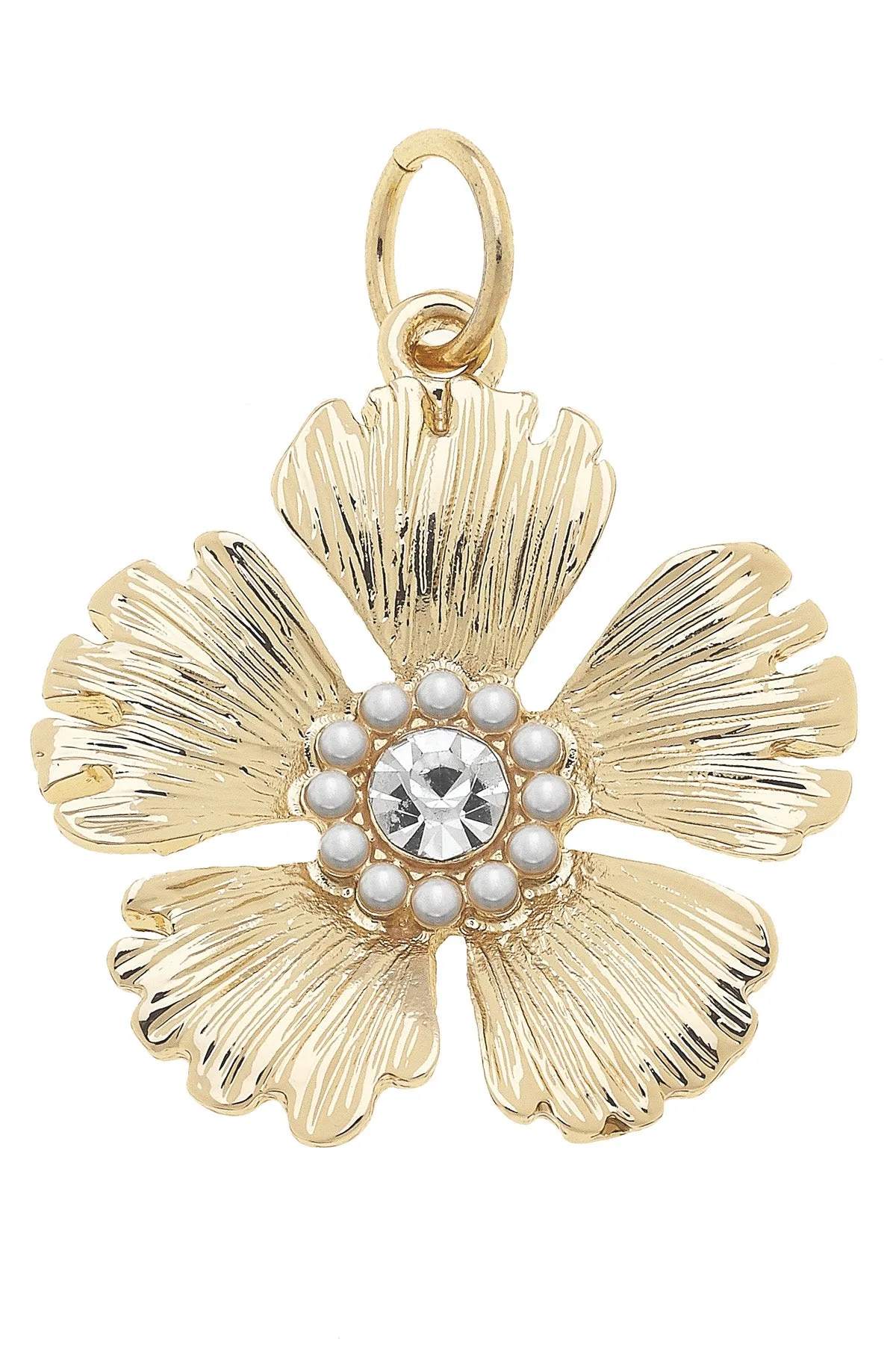 Rhinestone Flower Charm in Shiny Gold sold by Canvas Style