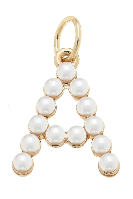 Pearl-Studded Letter Charm in Ivory sold by Canvas Style