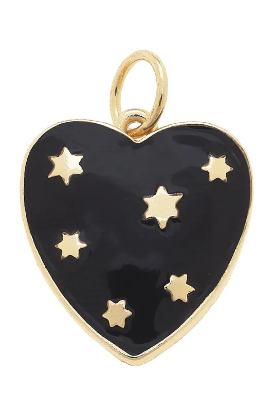 Celestial Enamel Heart Charm in Black sold by Canvas Style