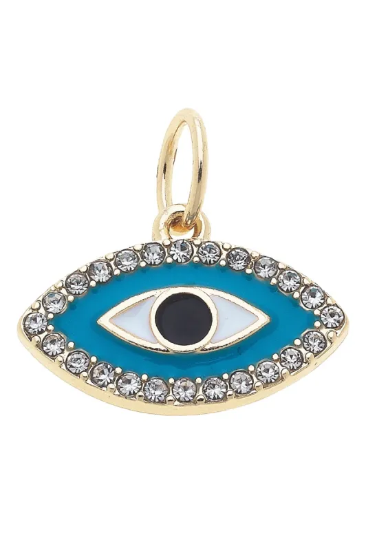 Pave Enamel Evil Eye Charm in Turquoise sold by Canvas Style