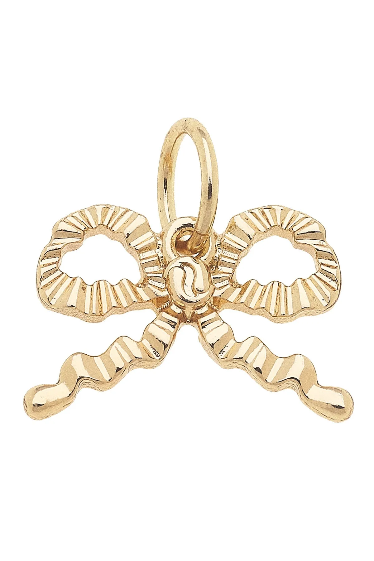 Ruffled Bow Charm in Shiny Gold sold by Canvas Style