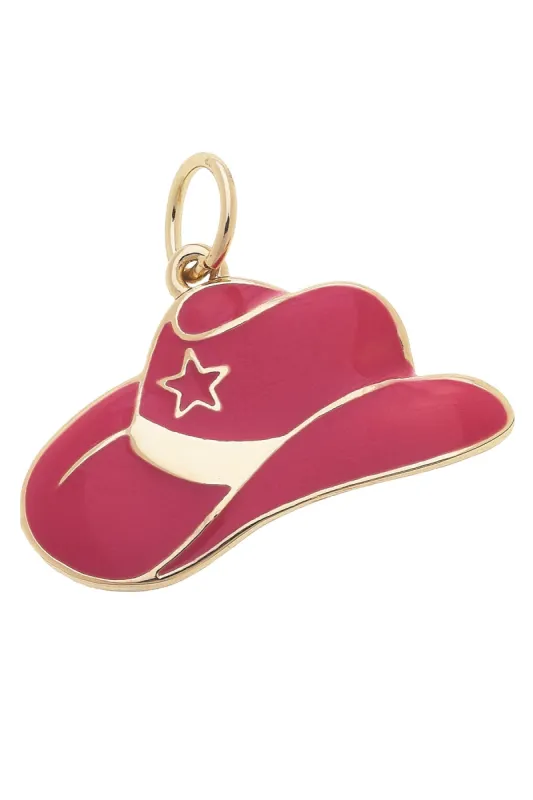 Enamel Cowgirl Hat Charm in Pink sold by Canvas Style