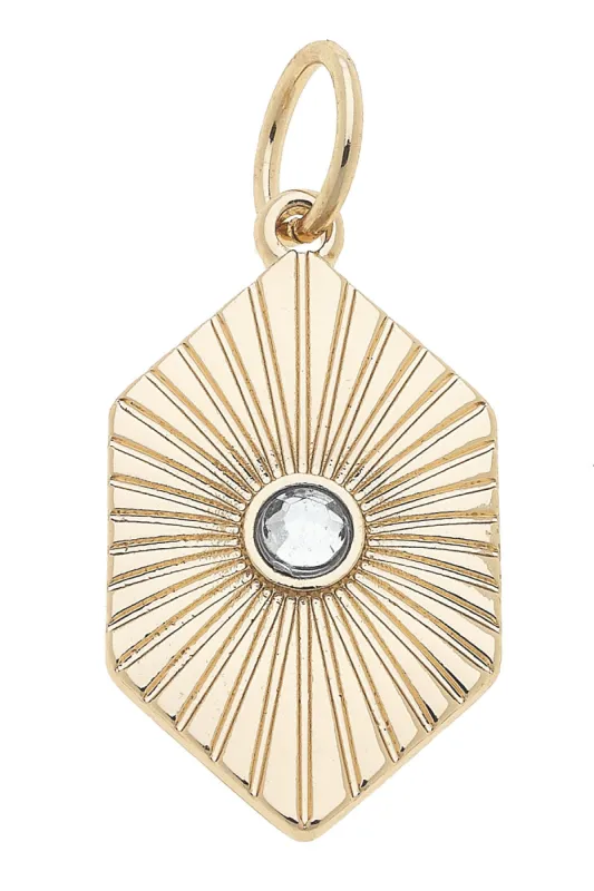 Rhinestone Fluted Metal Charm in Shiny Gold sold by Canvas Style