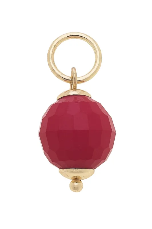 Glass Faceted Bead Charm in Fuchsia sold by Canvas Style