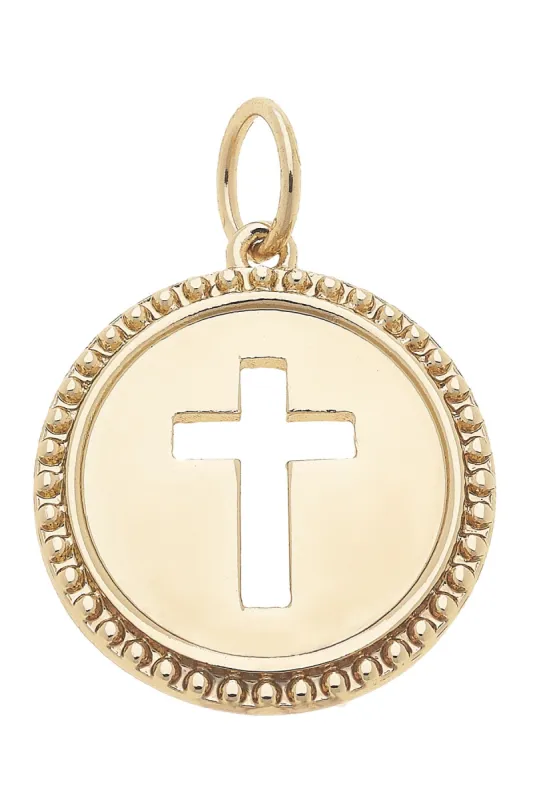 Cross Coin Charm in Shiny Gold sold by Canvas Style
