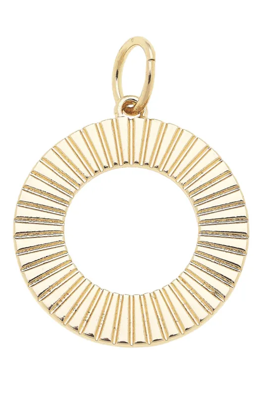 Fluted Metal Disc Charm in Shiny Gold sold by Canvas Style