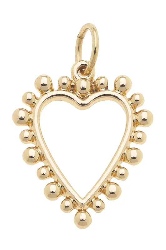 Studded Heart Charm in Shiny Gold sold by Canvas Style