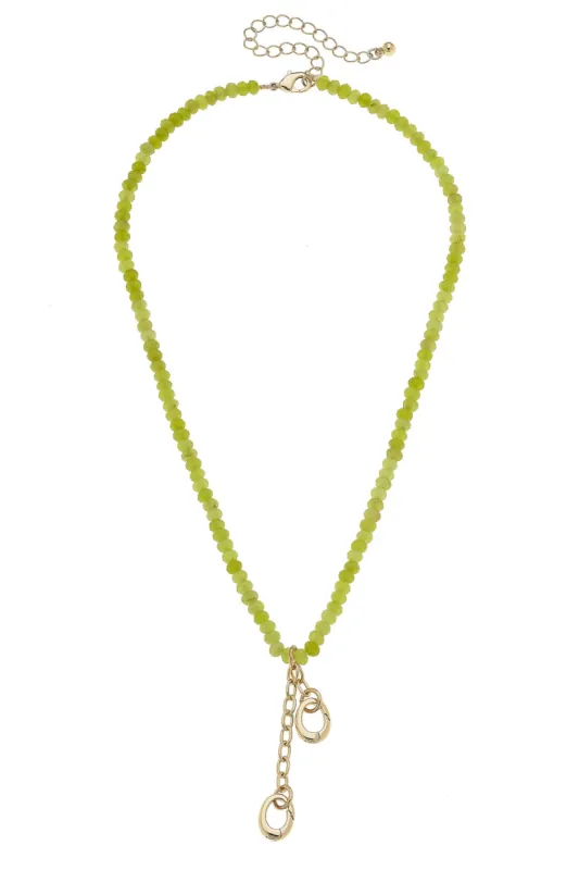 Lucy Gemstone Beaded Multi-Charm Necklace Base in Lime Green sold by Canvas Style