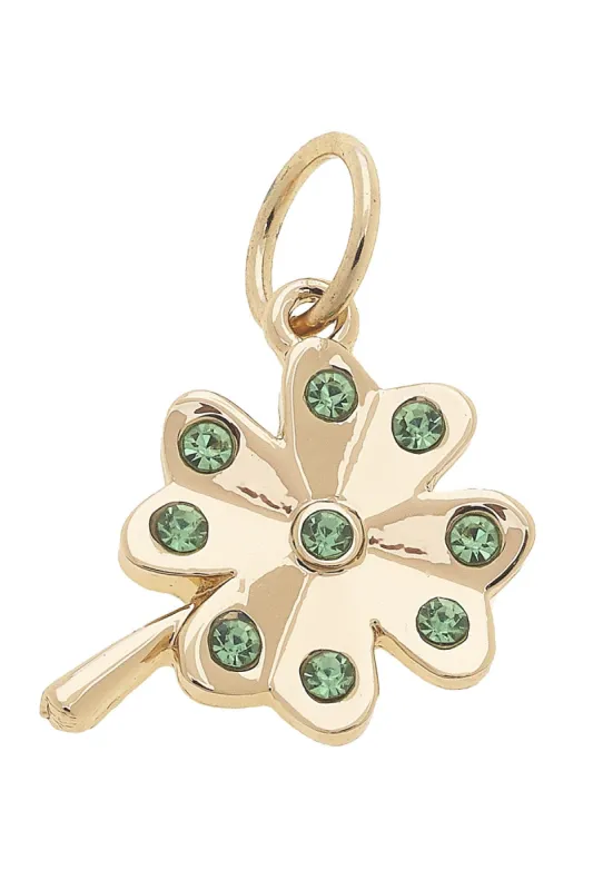 Green Pave Shamrock Charm in Shiny Gold sold by Canvas Style
