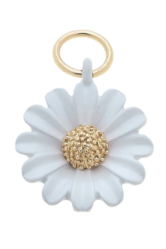 Enamel Daisy Flower Charm in White sold by Canvas Style