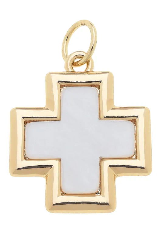 Cross Outline Charm in Mother of Pearl sold by Canvas Style