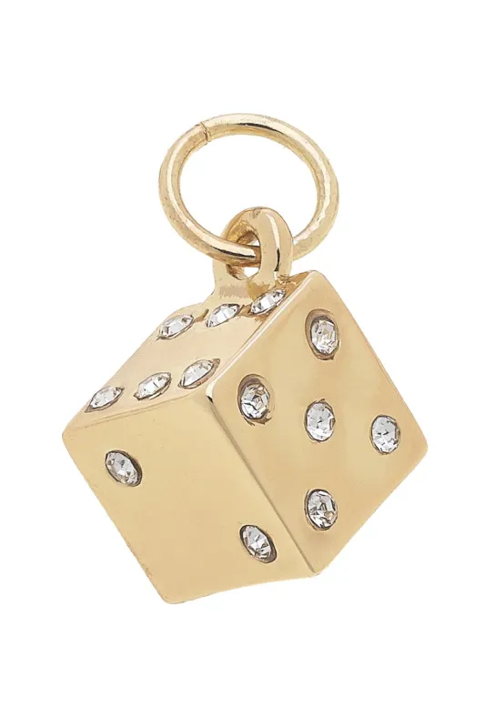 Pave Dice Charm in Shiny Gold sold by Canvas Style