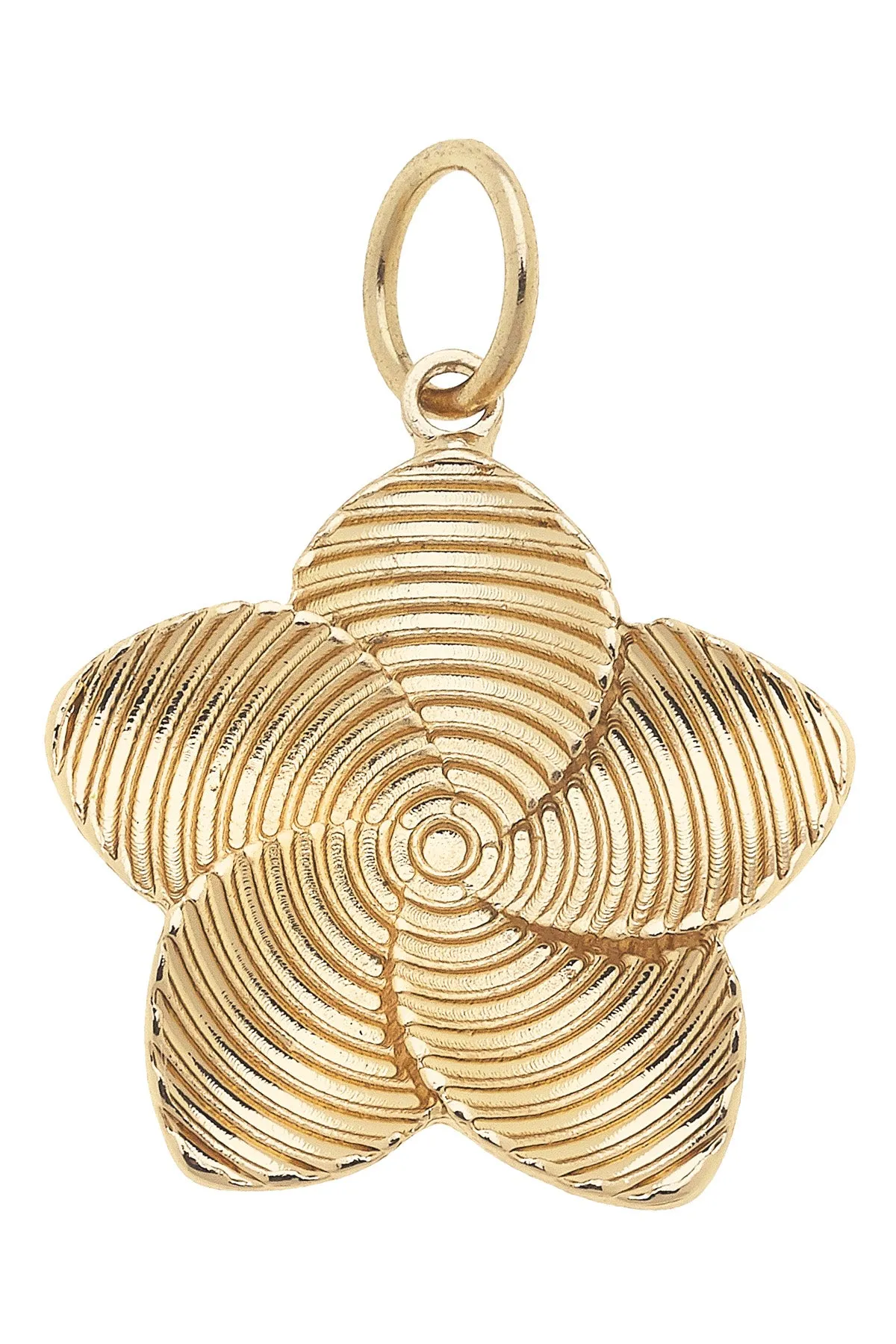 Ribbed Flower Charm in Shiny Gold sold by Canvas Style