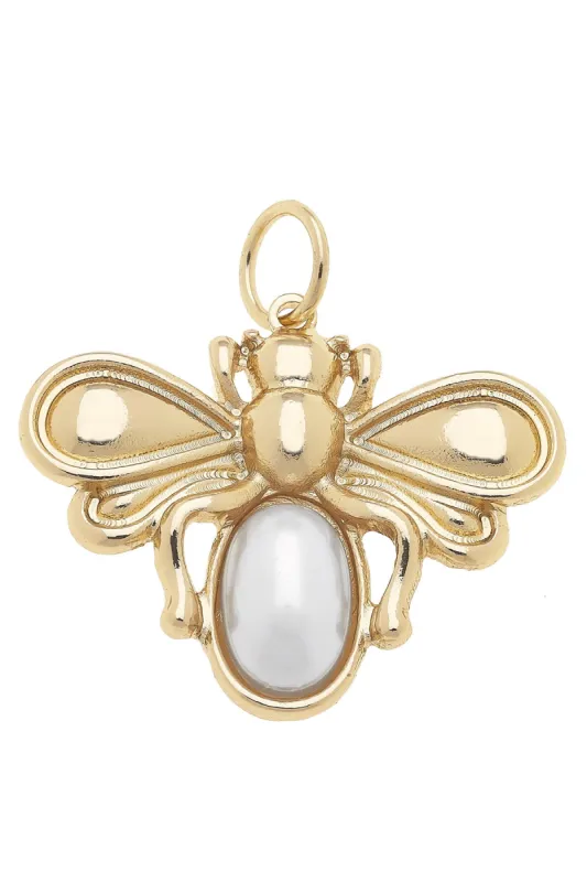 Pearl Bumble Bee Charm in Shiny Gold sold by Canvas Style