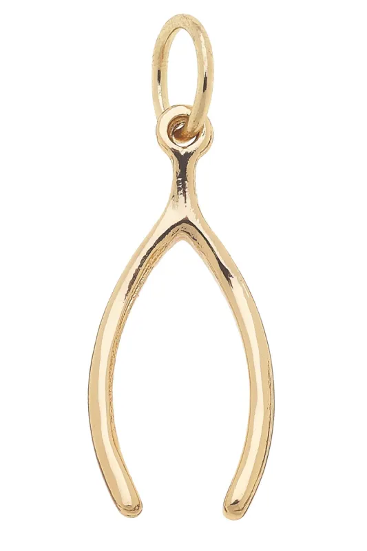 Lucky Wishbone Charm in Shiny Gold sold by Canvas Style