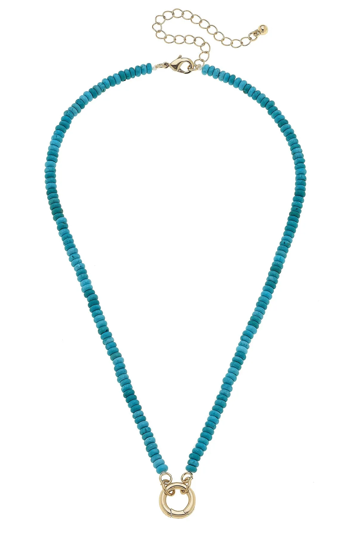 Lucy Gemstone Beaded Charm Necklace Base in Turquoise sold by Canvas Style