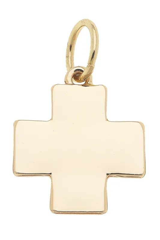 Square Cross Charm in Shiny Gold sold by Canvas Style
