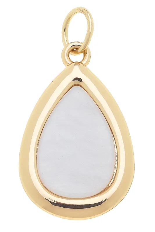 Teardrop Outline Charm in Mother of Pearl sold by Canvas Style