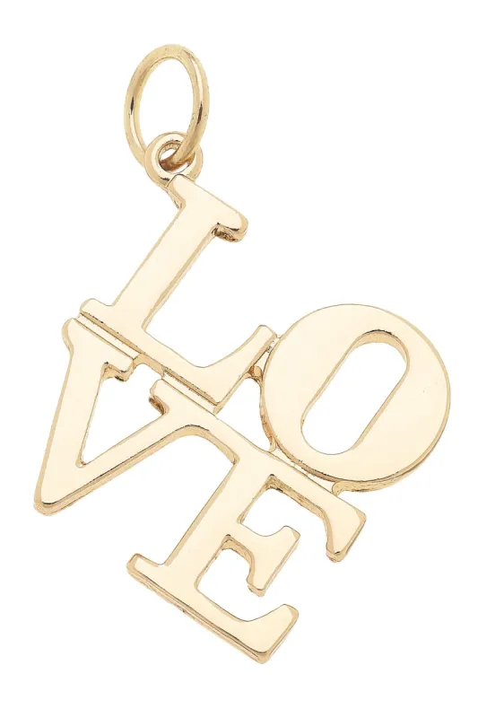 Stacked "LOVE" Charm in Shiny Gold sold by Canvas Style