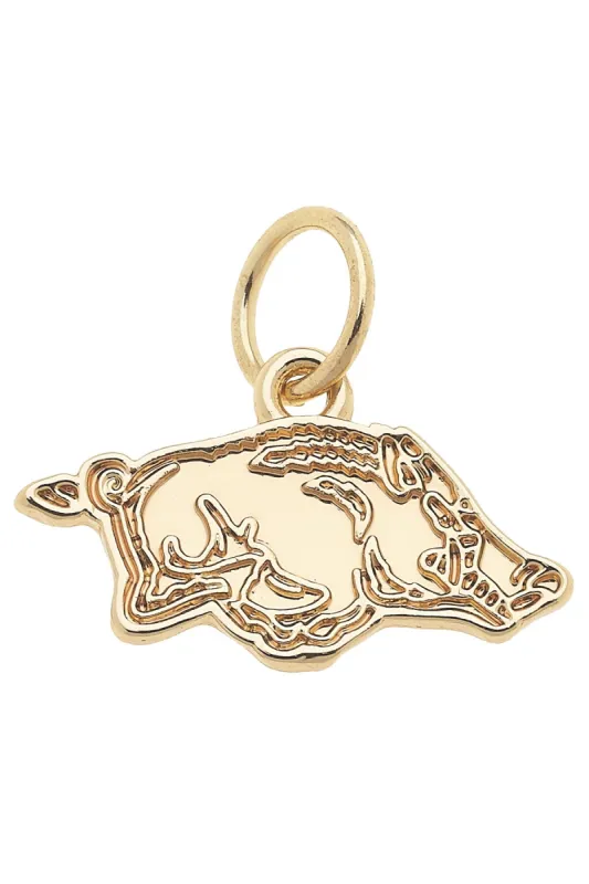 Arkansas Razorbacks Shiny Gold Logo Charm sold by Canvas Style