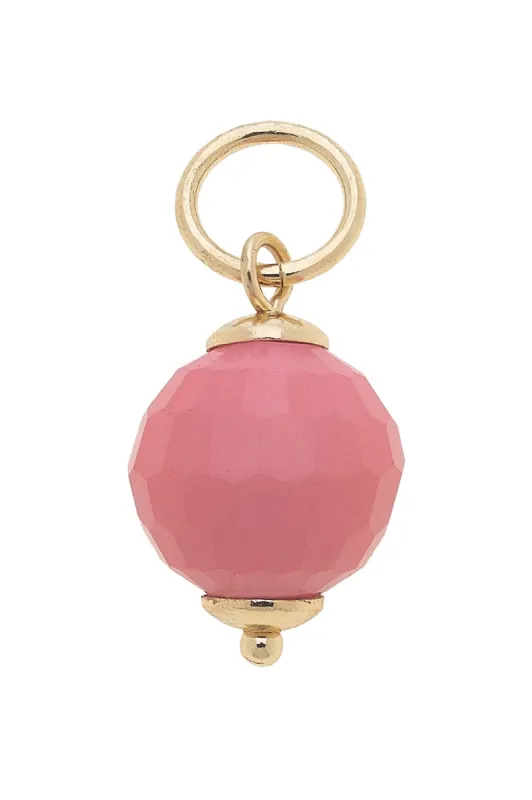 Glass Faceted Bead Charm in Pink sold by Canvas Style
