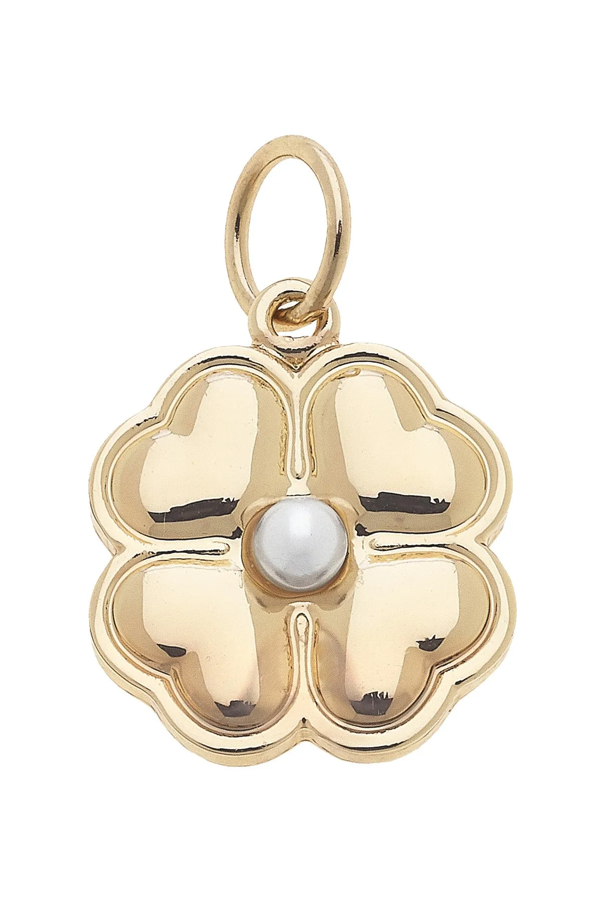 Heart Shaped Clover Charm in Shiny Gold sold by Canvas Style