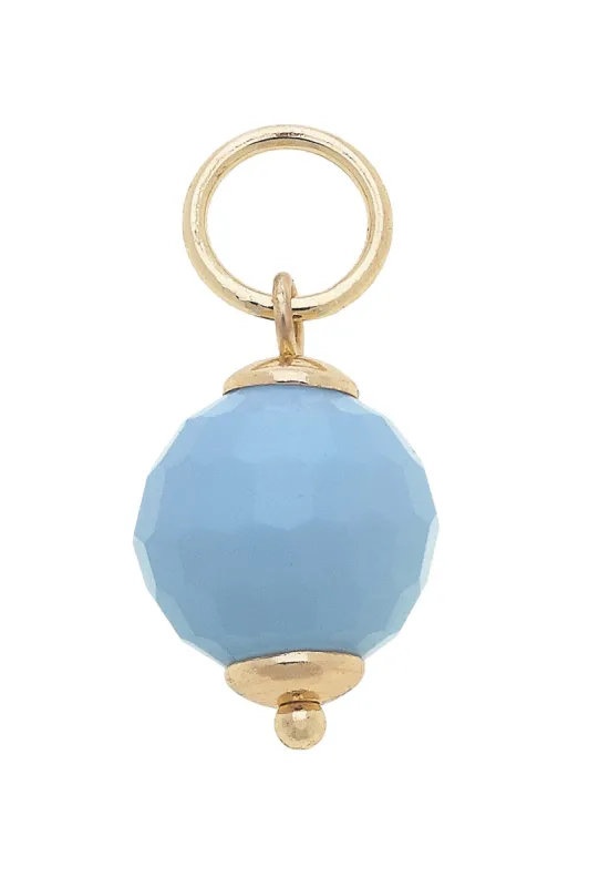Glass Faceted Bead Charm in Light Blue sold by Canvas Style
