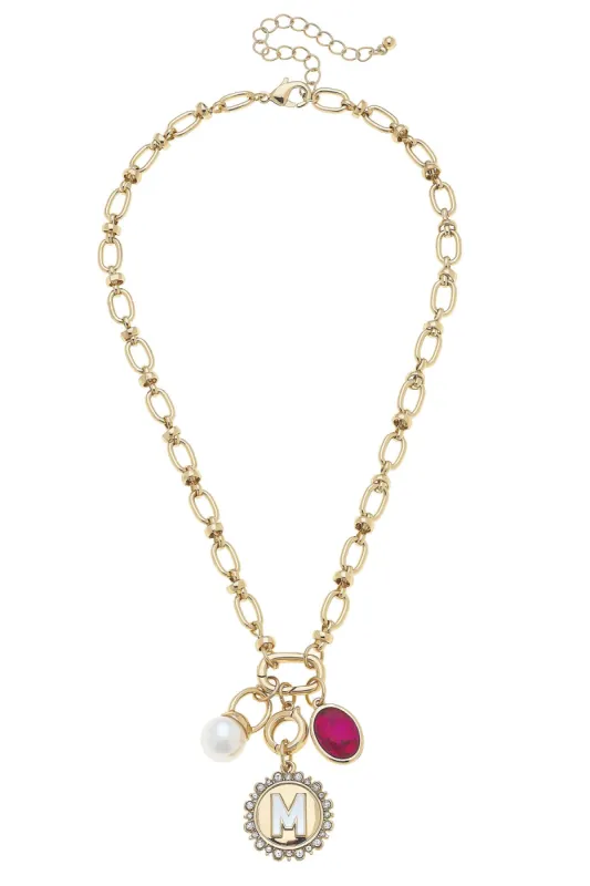 Everyday Rhinestone Letter Premade Charm Necklace sold by Canvas Style