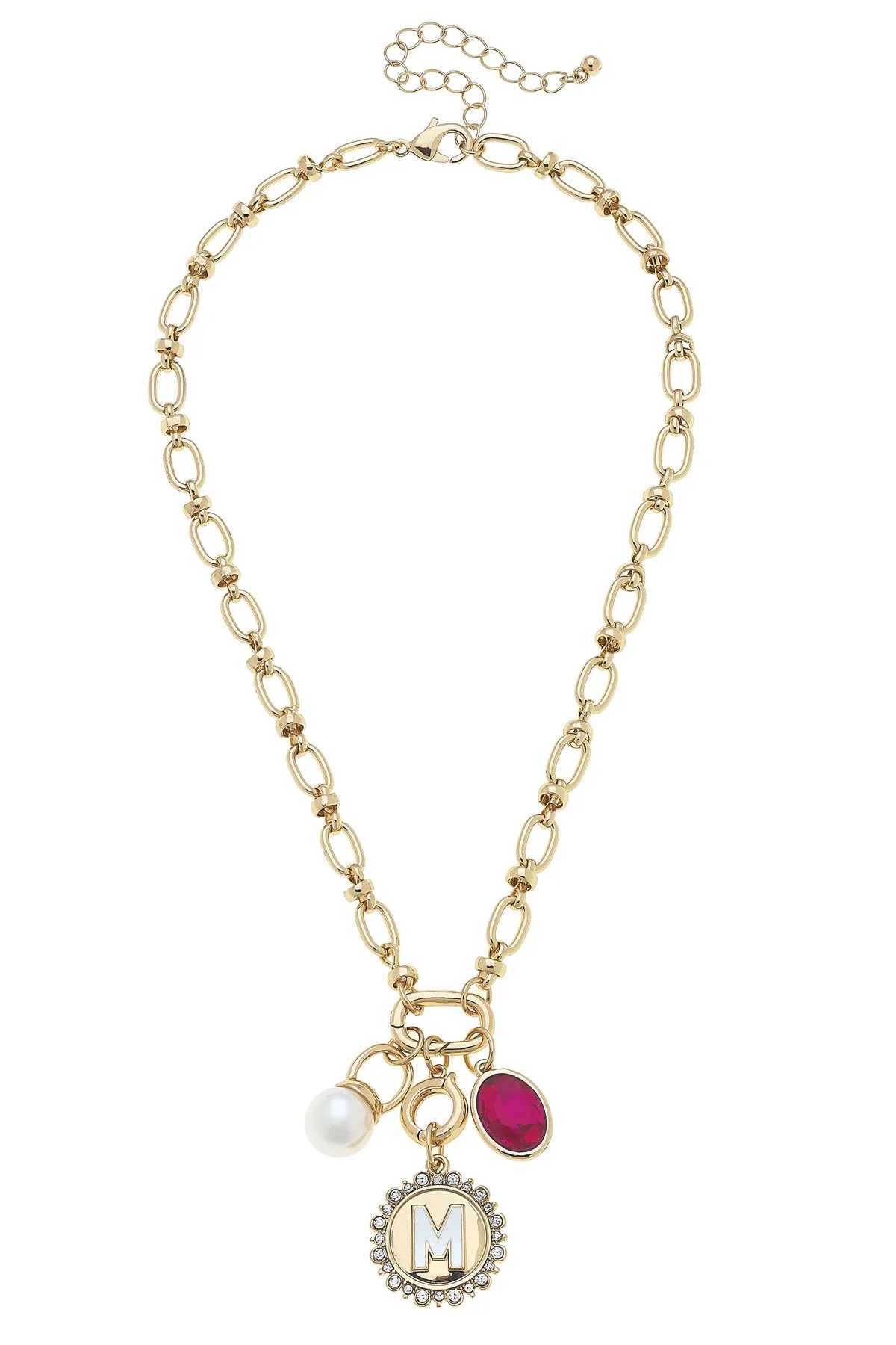 Everyday Rhinestone Letter Premade Charm Necklace sold by Canvas Style