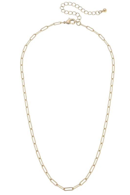 Celia Paperclip Chain Charm Necklace Base in Shiny Gold sold by Canvas Style