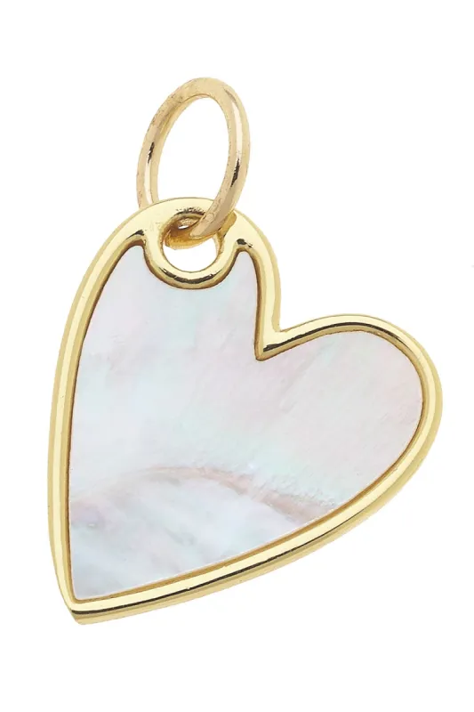Leaning Heart Charm in Mother of Pearl sold by Canvas Style