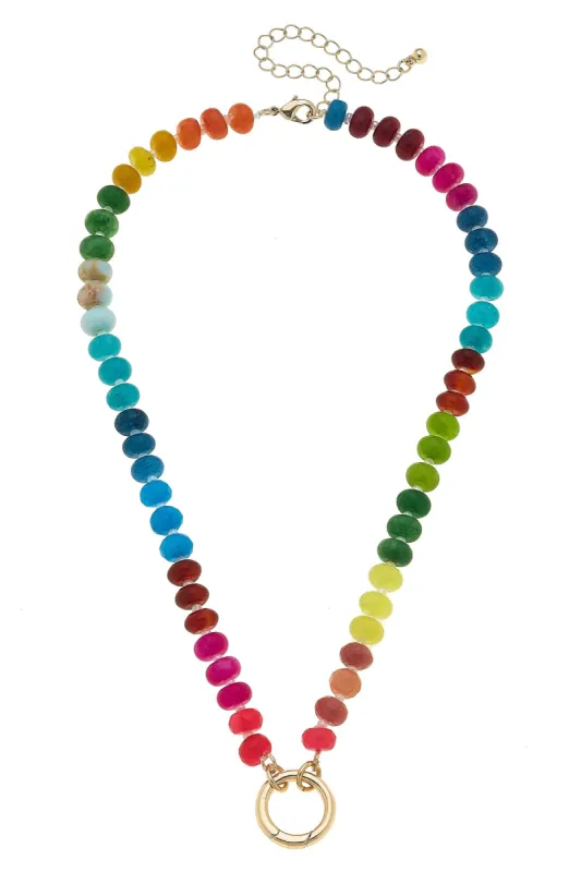 Lucy Gemstone Beaded Charm Necklace Base in Rainbow Multi sold by Canvas Style