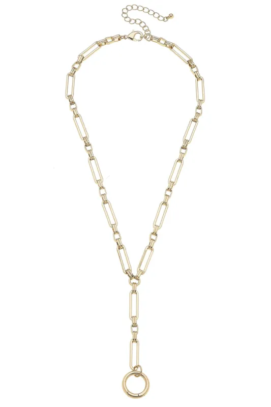 Bella Lariat Charm Necklace Base in Shiny Gold sold by Canvas Style