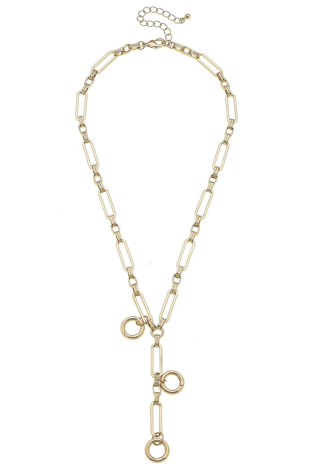 Bella Multi-Charm Lariat Necklace Base in Shiny Gold sold by Canvas Style